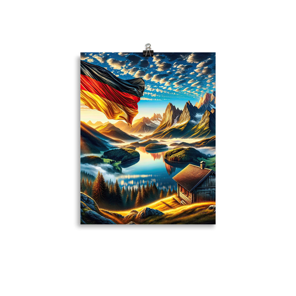 Alpen Gebirge im Morgenlicht: Kunstwerk mit Deutsche Flagge - Poster berge xxx yyy zzz 27.9 x 35.6 cm