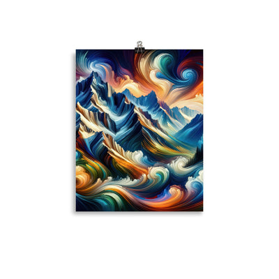 Abstrakte Kunst der Alpen mit lebendigen Farben und wirbelnden Mustern, majestätischen Gipfel und Täler - Enhanced Matte Paper Poster berge xxx yyy zzz 27.9 x 35.6 cm