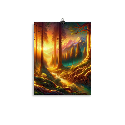 Golden-Stunde Alpenwald, Sonnenlicht durch Blätterdach - Poster camping xxx yyy zzz 27.9 x 35.6 cm