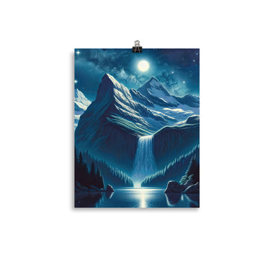 Legendäre Alpennacht, Mondlicht-Berge unter Sternenhimmel - Poster berge xxx yyy zzz 27.9 x 35.6 cm