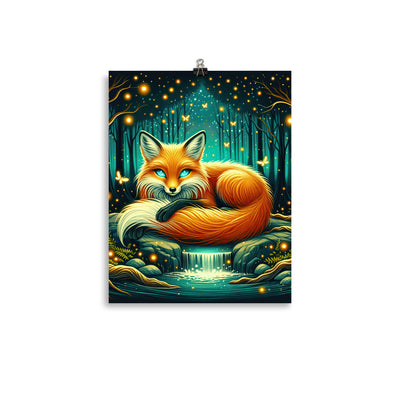 Bezaubernder Fuchs auf erleuchteter mystischer Waldlichtung - Poster camping xxx yyy zzz 27.9 x 35.6 cm
