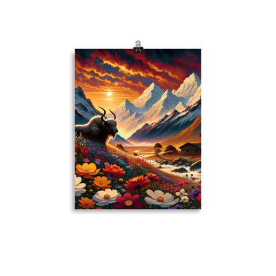 Magischer Alpenabend mit Hochlandkuh und goldener Sonnenkulisse - Poster berge xxx yyy zzz 27.9 x 35.6 cm