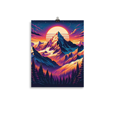 Lebendiger Alpen-Sonnenuntergang, schneebedeckte Gipfel in warmen Tönen - Poster berge xxx yyy zzz 27.9 x 35.6 cm