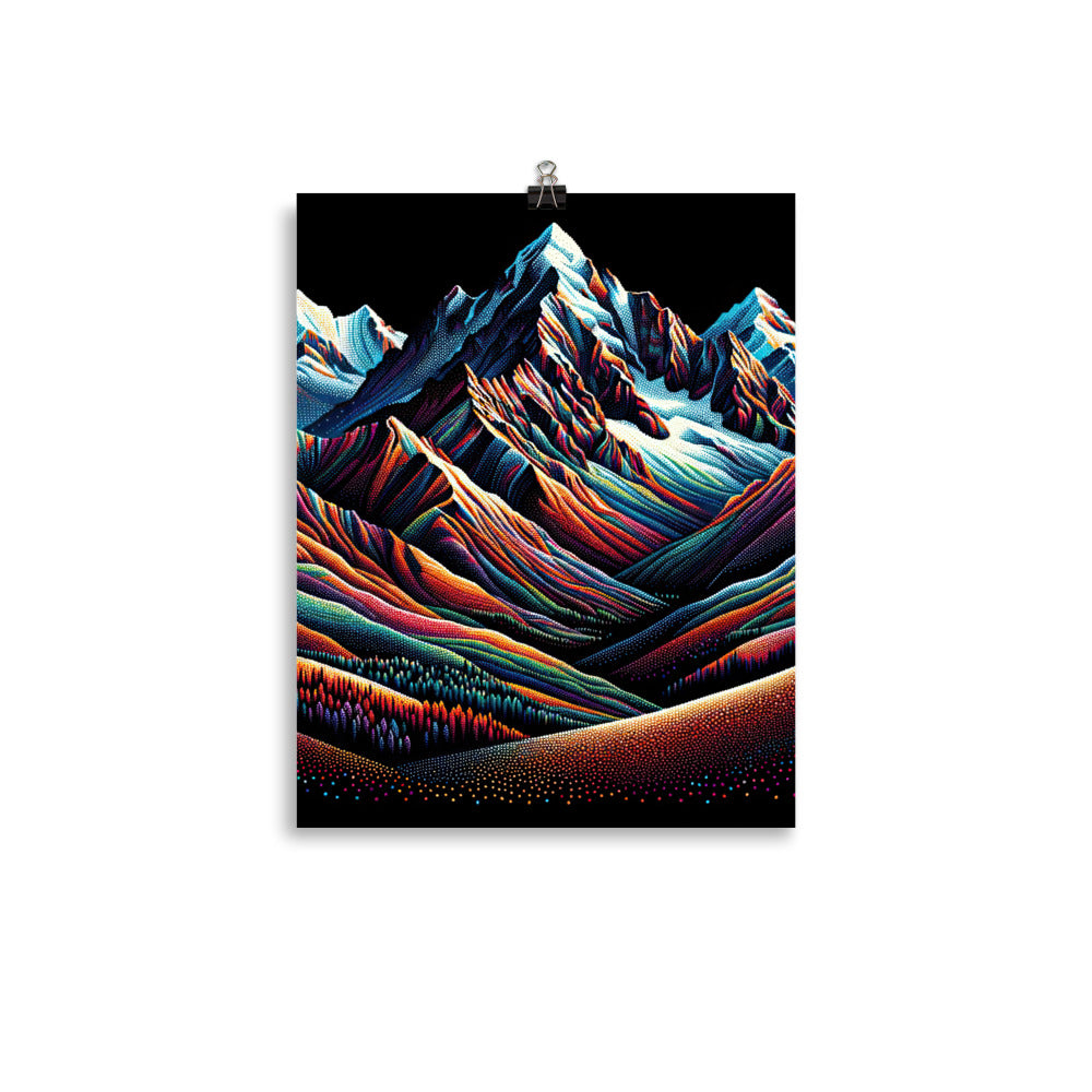 Pointillistische Darstellung der Alpen, Farbpunkte formen die Landschaft - Poster berge xxx yyy zzz 27.9 x 35.6 cm