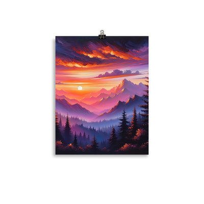 Ölgemälde der Alpenlandschaft im ätherischen Sonnenuntergang, himmlische Farbtöne - Poster berge xxx yyy zzz 27.9 x 35.6 cm