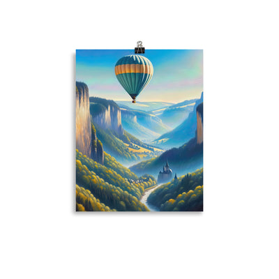 Ölgemälde einer ruhigen Szene in Luxemburg mit Heißluftballon und blauem Himmel - Poster berge xxx yyy zzz 27.9 x 35.6 cm