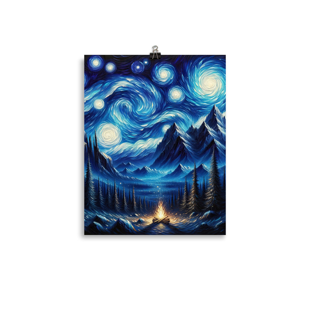 Sternennacht-Stil Ölgemälde der Alpen, himmlische Wirbelmuster - Poster berge xxx yyy zzz 27.9 x 35.6 cm