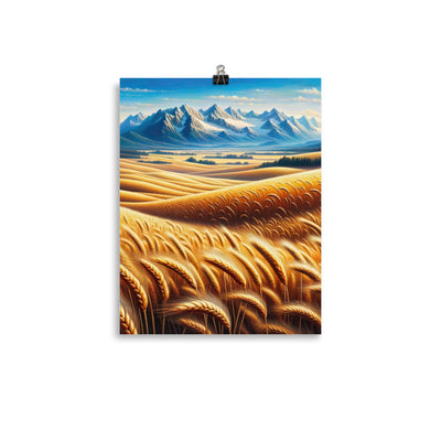 Ölgemälde eines weiten bayerischen Weizenfeldes, golden im Wind (TR) - Poster xxx yyy zzz 27.9 x 35.6 cm