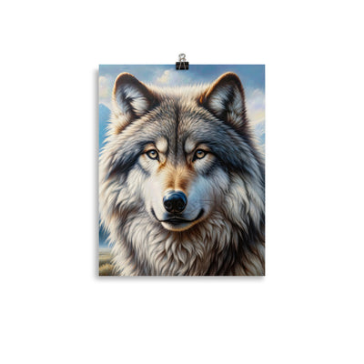 Porträt-Ölgemälde eines prächtigen Wolfes mit faszinierenden Augen (AN) - Poster xxx yyy zzz 27.9 x 35.6 cm