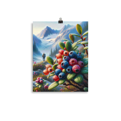 Ölgemälde einer Nahaufnahme von Alpenbeeren in satten Farben und zarten Texturen - Poster wandern xxx yyy zzz 27.9 x 35.6 cm