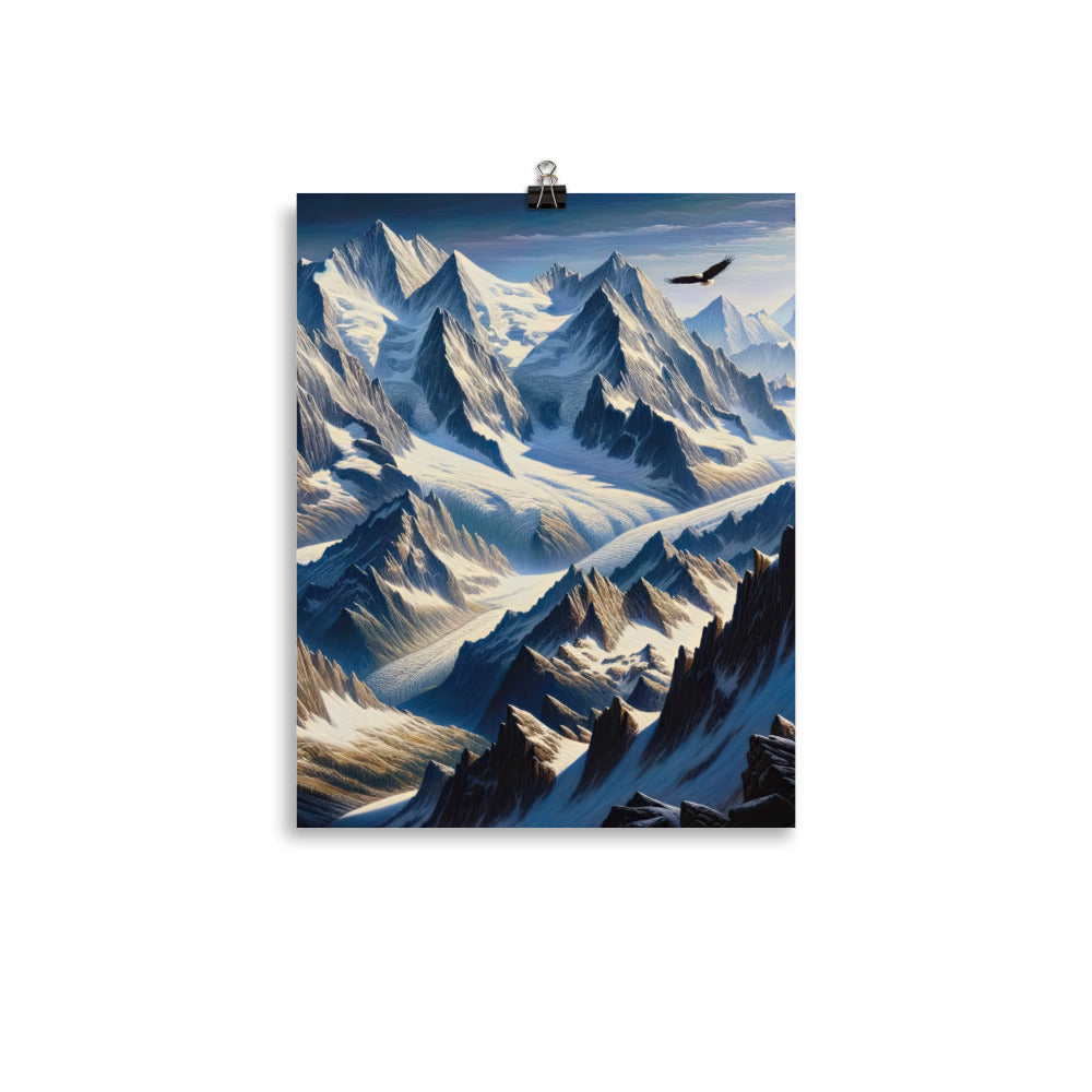Ölgemälde der Alpen mit hervorgehobenen zerklüfteten Geländen im Licht und Schatten - Poster berge xxx yyy zzz 27.9 x 35.6 cm