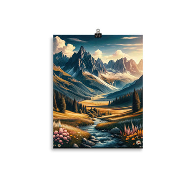 Quadratisches Kunstwerk der Alpen, majestätische Berge unter goldener Sonne - Poster berge xxx yyy zzz 27.9 x 35.6 cm