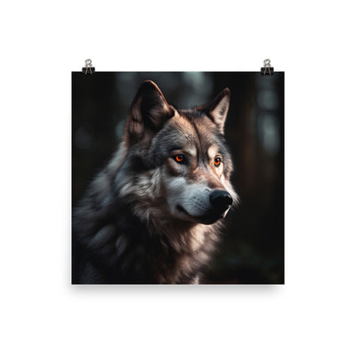 Wolf Porträt - Fotorealistische Malerei - Poster camping xxx 30.5 x 30.5 cm