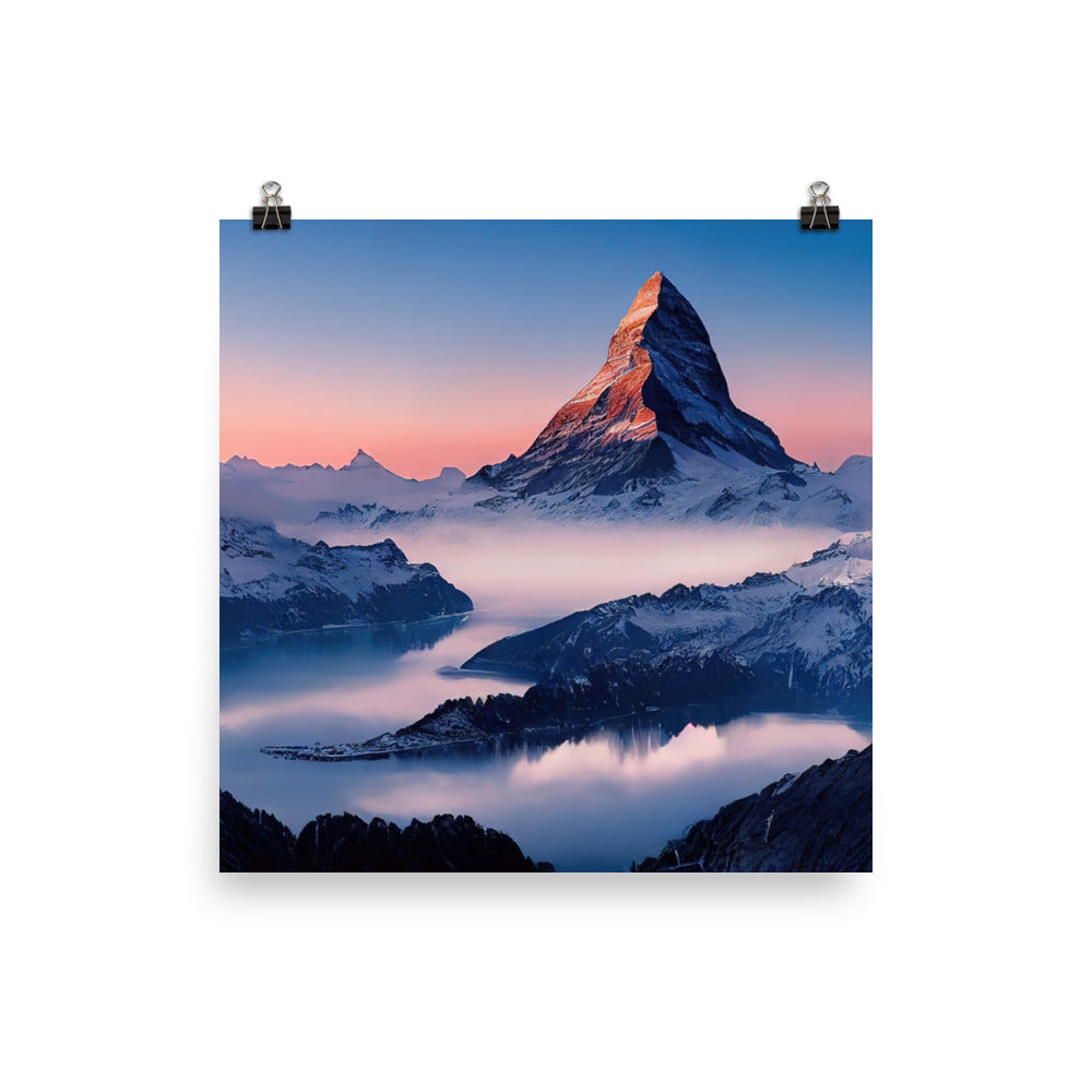 Matternhorn - Nebel - Berglandschaft - Malerei - Poster berge xxx 30.5 x 30.5 cm