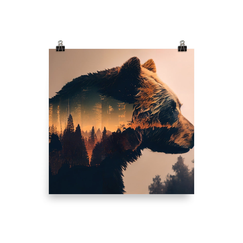 Bär und Bäume Illustration - Poster camping xxx 30.5 x 30.5 cm