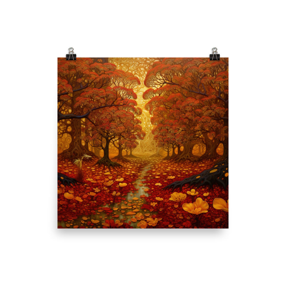 Wald im Herbst und kleiner Bach - Poster camping xxx 30.5 x 30.5 cm