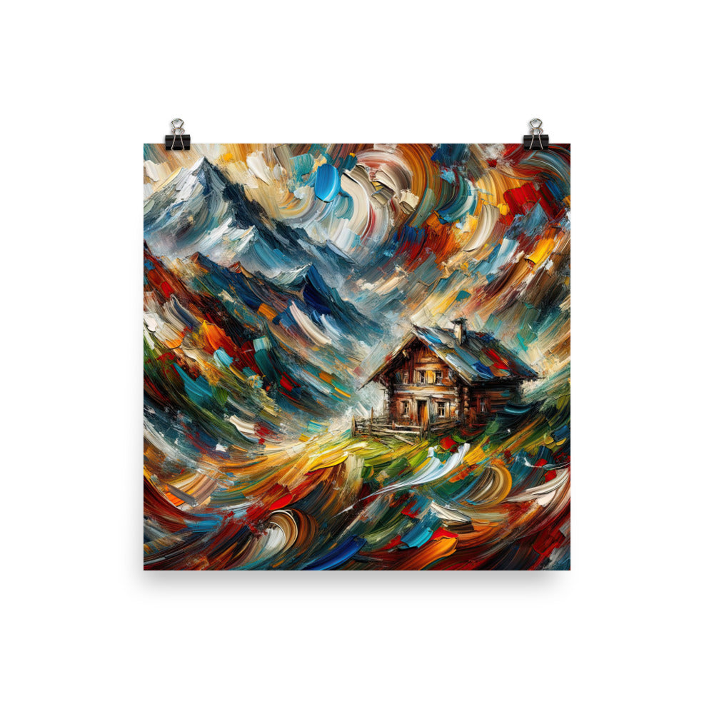 Expressionistisches Farbchaos der Alpen und Schönheit der Berge - Abstrakt - Poster berge xxx yyy zzz 30.5 x 30.5 cm