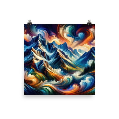 Abstrakte Kunst der Alpen mit lebendigen Farben und wirbelnden Mustern, majestätischen Gipfel und Täler - Enhanced Matte Paper Poster berge xxx yyy zzz 30.5 x 30.5 cm