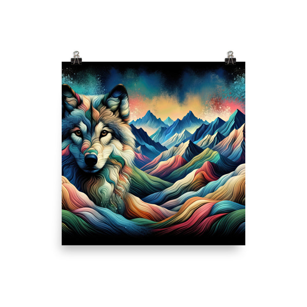 Traumhaftes Alpenpanorama mit Wolf in wechselnden Farben und Mustern (AN) - Poster xxx yyy zzz 30.5 x 30.5 cm