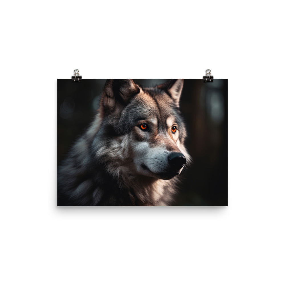 Wolf Porträt - Fotorealistische Malerei - Poster camping xxx 30.5 x 40.6 cm
