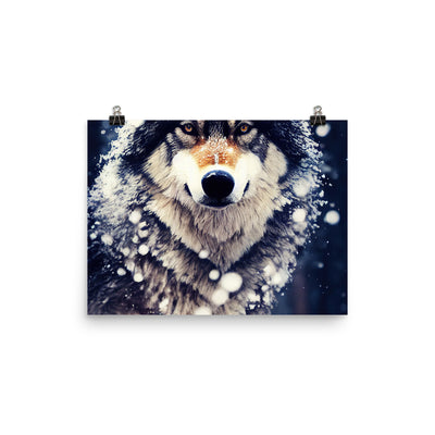 Wolf im Schnee - Episches Foto - Poster camping xxx 30.5 x 40.6 cm