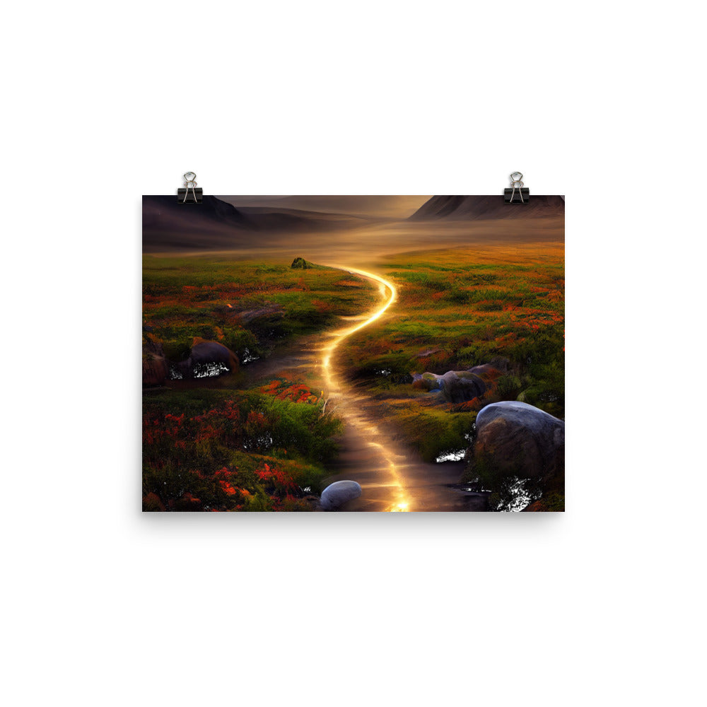 Landschaft mit wilder Atmosphäre - Malerei - Poster berge xxx 30.5 x 40.6 cm
