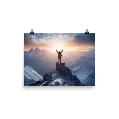 Mann auf der Spitze eines Berges - Landschaftsmalerei - Poster berge xxx 30.5 x 40.6 cm