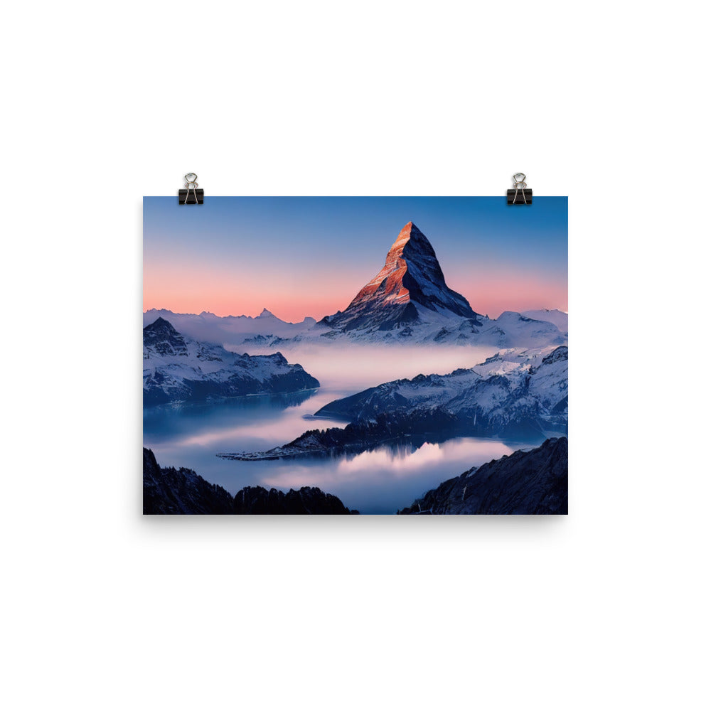 Matternhorn - Nebel - Berglandschaft - Malerei - Poster berge xxx 30.5 x 40.6 cm