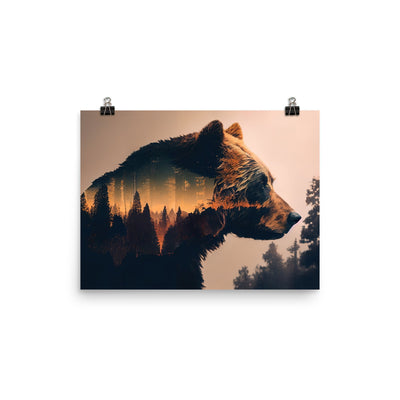 Bär und Bäume Illustration - Poster camping xxx 30.5 x 40.6 cm