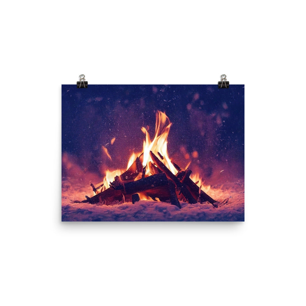 Lagerfeuer im Winter - Campingtrip Foto - Poster camping xxx 30.5 x 40.6 cm