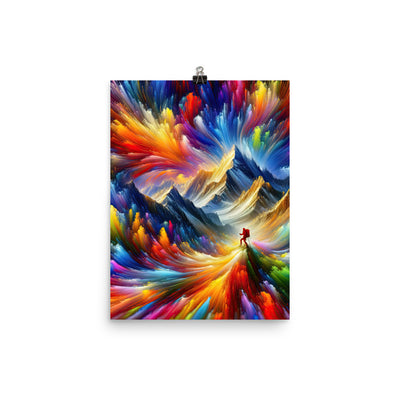 Alpen im Farbsturm mit erleuchtetem Wanderer - Abstrakt - Poster wandern xxx yyy zzz 30.5 x 40.6 cm