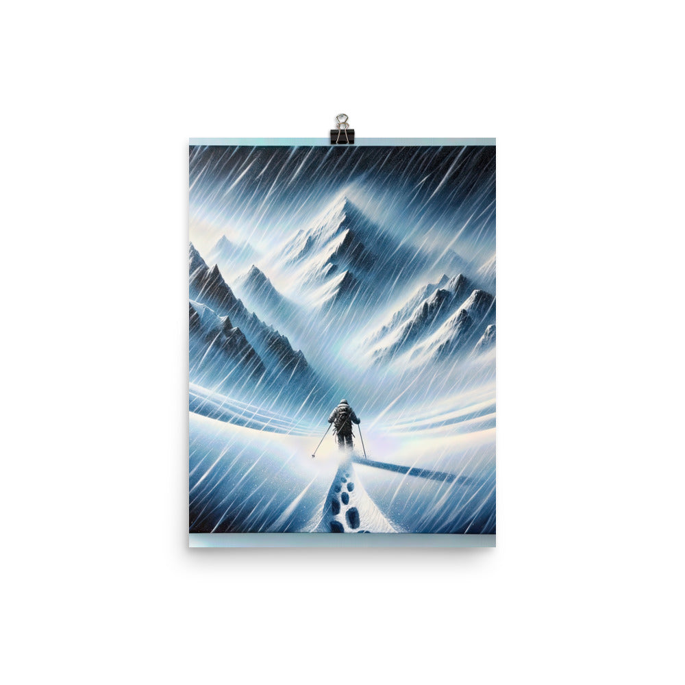 Wanderer und Bergsteiger im Schneesturm: Acrylgemälde der Alpen - Poster wandern xxx yyy zzz 30.5 x 40.6 cm