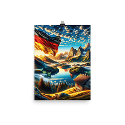 Alpen Gebirge im Morgenlicht: Kunstwerk mit Deutsche Flagge - Poster berge xxx yyy zzz 30.5 x 40.6 cm
