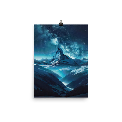 Winterabend in den Bergen: Digitale Kunst mit Sternenhimmel - Poster berge xxx yyy zzz 30.5 x 40.6 cm
