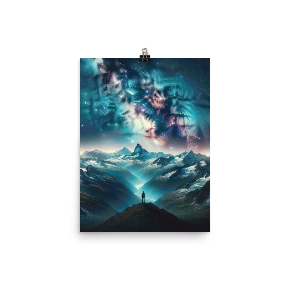 Alpennacht mit Milchstraße: Digitale Kunst mit Bergen und Sternenhimmel - Poster wandern xxx yyy zzz 30.5 x 40.6 cm