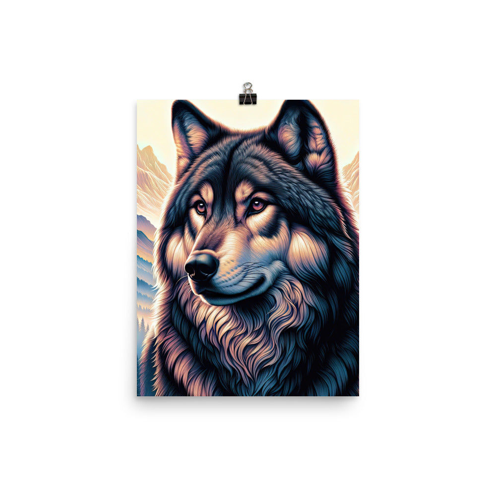 Majestätischer, glänzender Wolf in leuchtender Illustration (AN) - Poster xxx yyy zzz 30.5 x 40.6 cm