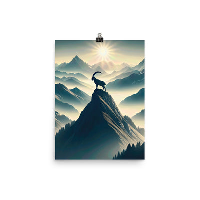 Morgendlicher Steinbock auf Alpengipfel, steile Berghänge - Poster berge xxx yyy zzz 30.5 x 40.6 cm