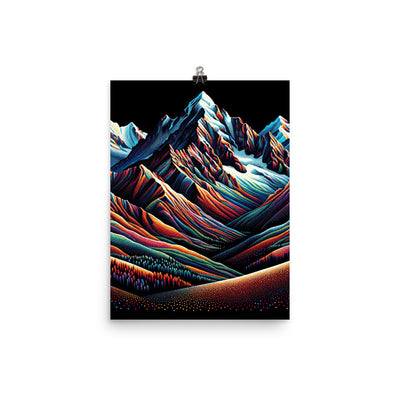 Pointillistische Darstellung der Alpen, Farbpunkte formen die Landschaft - Poster berge xxx yyy zzz 30.5 x 40.6 cm