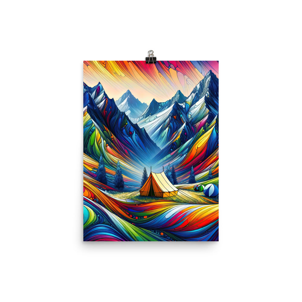 Surreale Alpen in abstrakten Farben, dynamische Formen der Landschaft - Poster camping xxx yyy zzz 30.5 x 40.6 cm