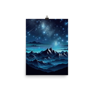 Alpen unter Sternenhimmel mit glitzernden Sternen und Meteoren - Poster berge xxx yyy zzz 30.5 x 40.6 cm