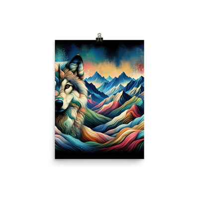 Traumhaftes Alpenpanorama mit Wolf in wechselnden Farben und Mustern (AN) - Poster xxx yyy zzz 30.5 x 40.6 cm