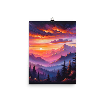 Ölgemälde der Alpenlandschaft im ätherischen Sonnenuntergang, himmlische Farbtöne - Poster berge xxx yyy zzz 30.5 x 40.6 cm