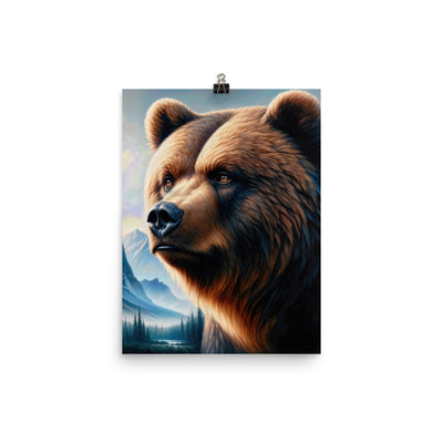 Ölgemälde, das das Gesicht eines starken realistischen Bären einfängt. Porträt - Poster camping xxx yyy zzz 30.5 x 40.6 cm