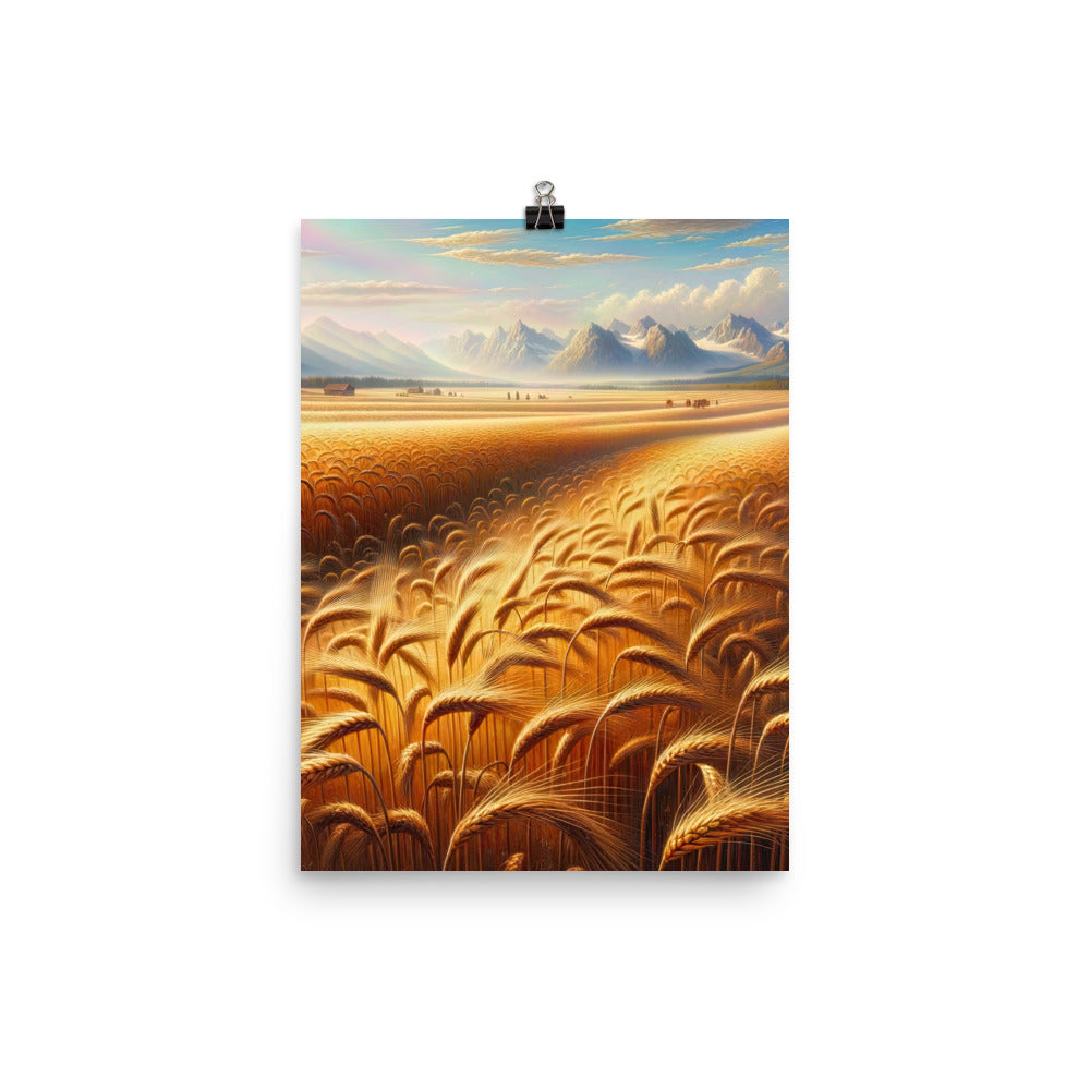 Ölgemälde eines bayerischen Weizenfeldes, endlose goldene Halme (TR) - Poster xxx yyy zzz 30.5 x 40.6 cm