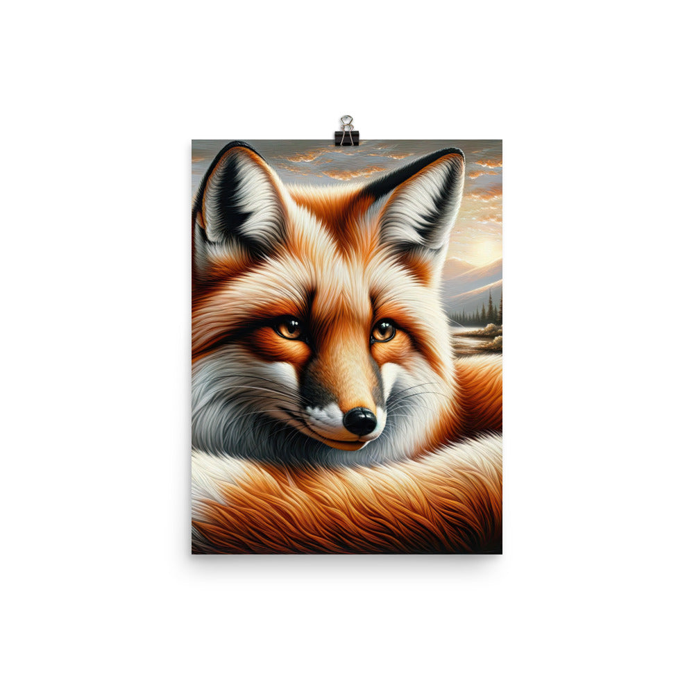 Ölgemälde eines nachdenklichen Fuchses mit weisem Blick - Poster camping xxx yyy zzz 30.5 x 40.6 cm