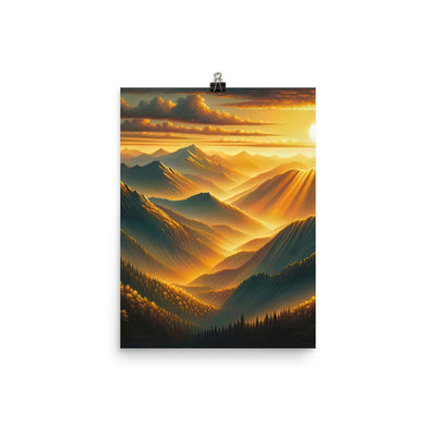 Ölgemälde der Berge in der goldenen Stunde, Sonnenuntergang über warmer Landschaft - Poster berge xxx yyy zzz 30.5 x 40.6 cm