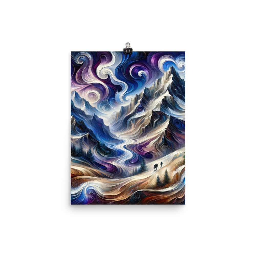 Ölgemälde der Alpen in abstraktem Expressionismus, wilde Naturdarstellung - Poster berge xxx yyy zzz 30.5 x 40.6 cm