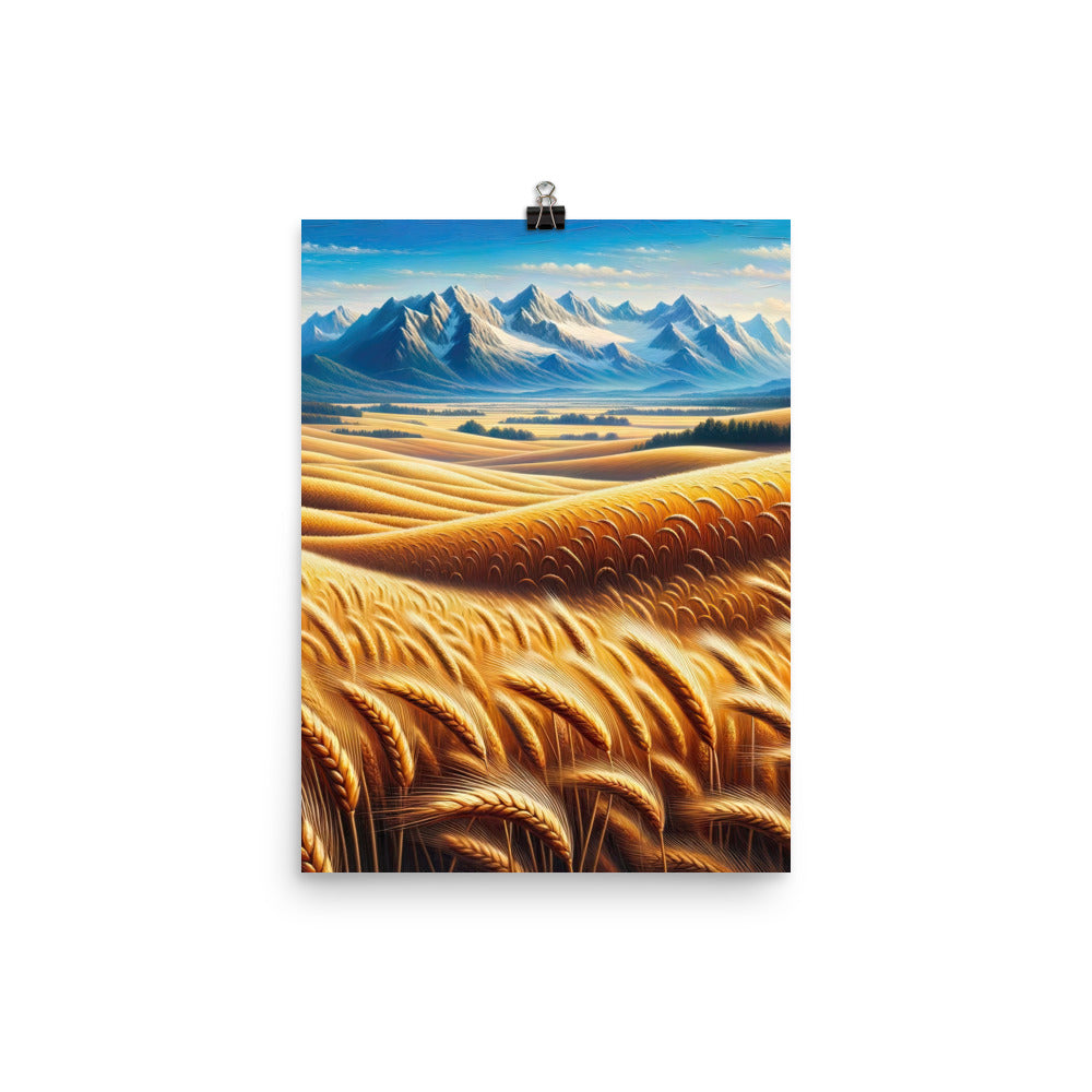 Ölgemälde eines weiten bayerischen Weizenfeldes, golden im Wind (TR) - Poster xxx yyy zzz 30.5 x 40.6 cm