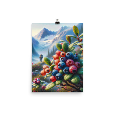 Ölgemälde einer Nahaufnahme von Alpenbeeren in satten Farben und zarten Texturen - Poster wandern xxx yyy zzz 30.5 x 40.6 cm