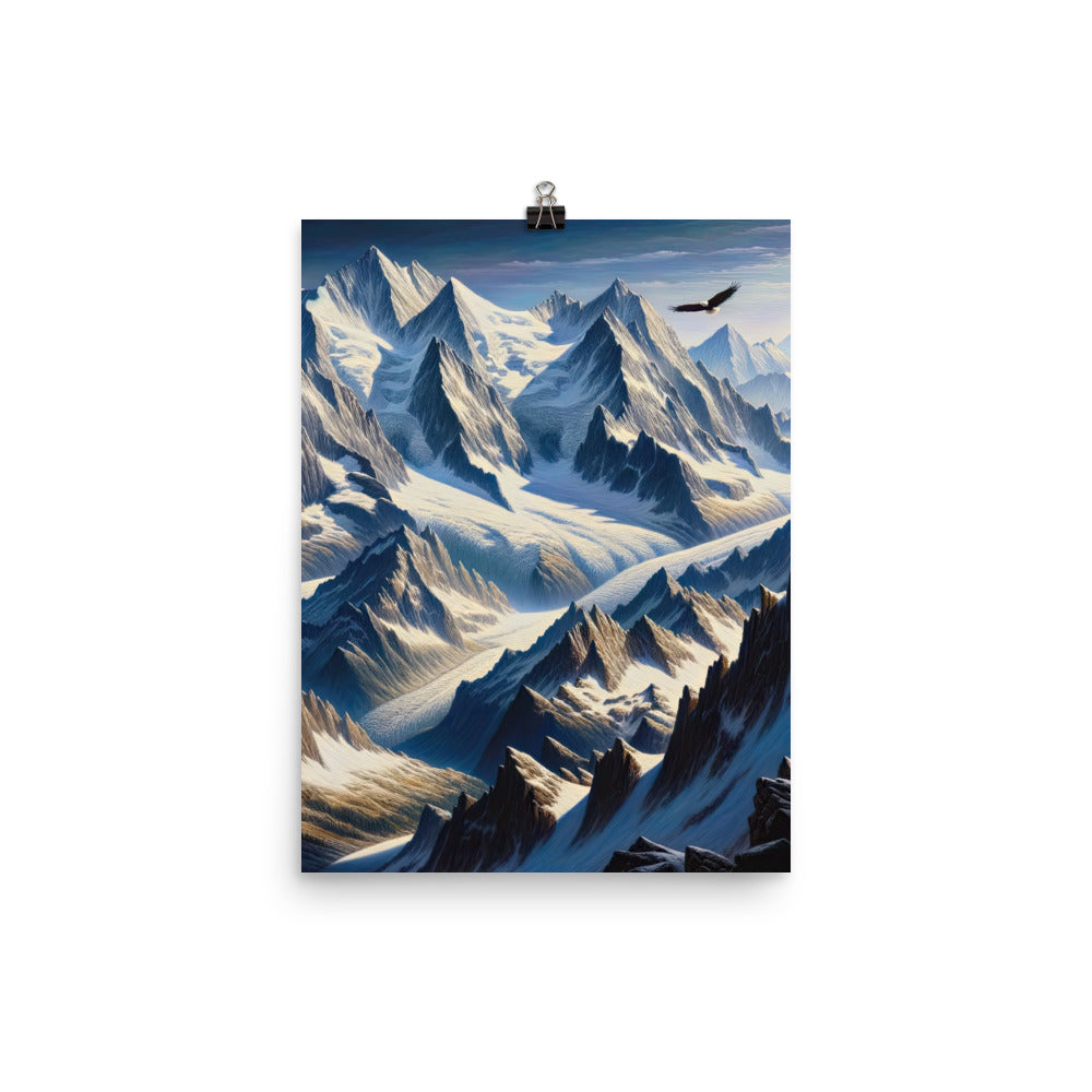 Ölgemälde der Alpen mit hervorgehobenen zerklüfteten Geländen im Licht und Schatten - Poster berge xxx yyy zzz 30.5 x 40.6 cm